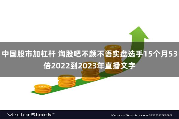 中国股市加杠杆 淘股吧不颜不语实盘选手15个月53倍2022到2023年直播文字