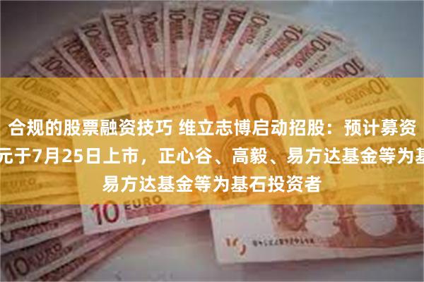 合规的股票融资技巧 维立志博启动招股：预计募资10.7亿港元于7月25日上市，正心谷、高毅、易方达基金等为基石投资者